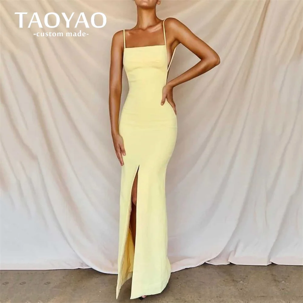 

New Simple Strapless Neck Evening Dress Mermaid Prom Dress Charming Sleeveless Party Dresses Backless Split Front Robe De Soriee