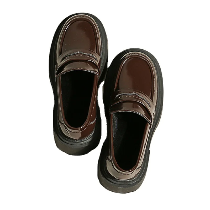 2022 Лоферы женская обувь из лакированной кожи Весенняя на платформе большого