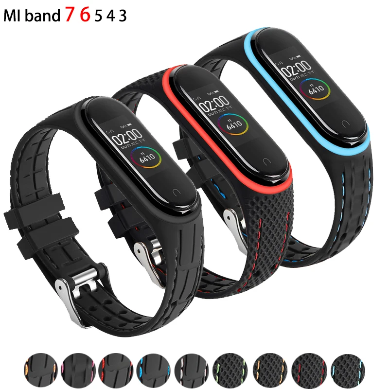 Силиконовый ремешок для Xiaomi Mi band 6 5 4, спортивный сменный Браслет для смарт-часов mi band 3 4 5 6 7