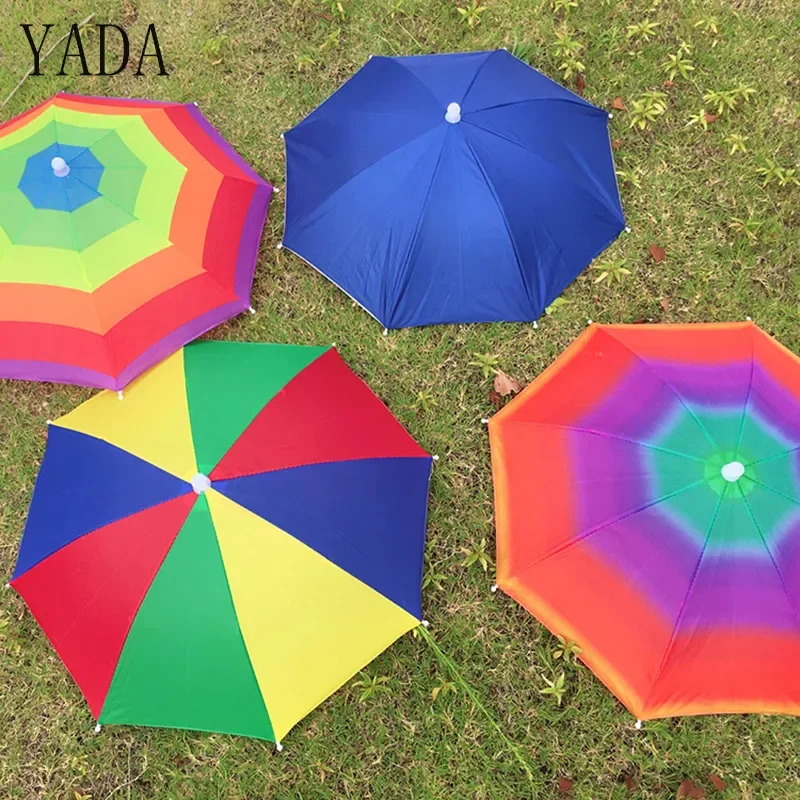 

NEW 8 Bone 50 CM Fishing Cap Umbrella Rain Women Uv Sunny And Rainy Umbrella For Womens Windproof Head Umbrellas Caps YS0018