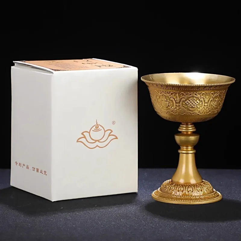 Тибетский латунный держатель для масляной лампы восемь благоприятных символов