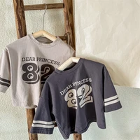 2022 new fashion letter print baby long sleeve t shirts casual children casual t shirts cotton girls bottoming boys tops