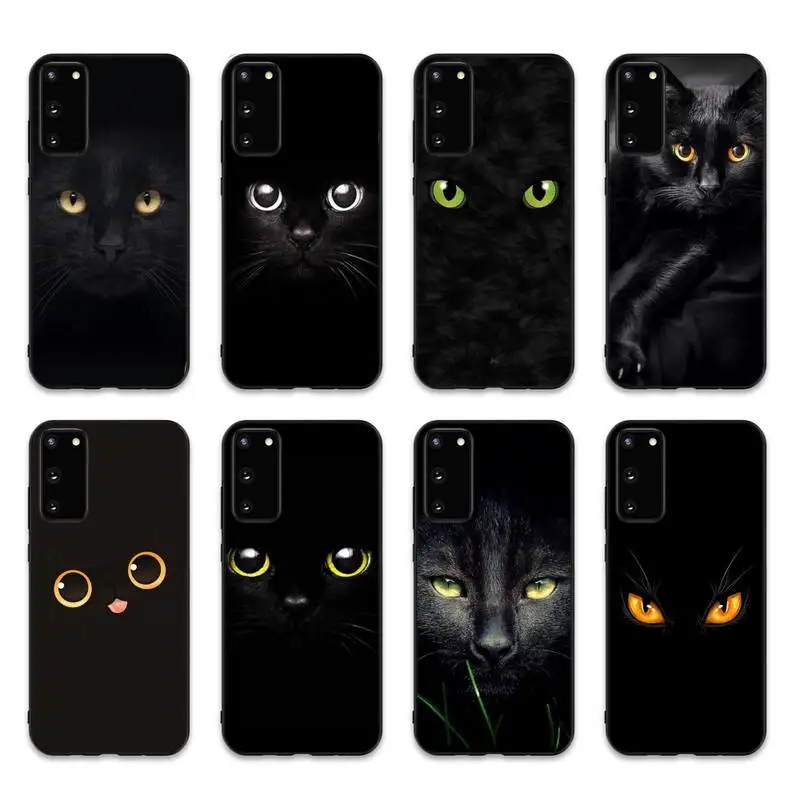 

Yinuoda Black Cat Staring Eye Phone Case for Samsung S20 lite S21 S10 S9 plus for Redmi Note8 9pro for Huawei Y6 cover