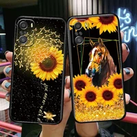sunflowers and horses phone case for xiaomi redmi 11 lite pro ultra 10 9 8 mix 4 fold 10t black cover silicone back prett