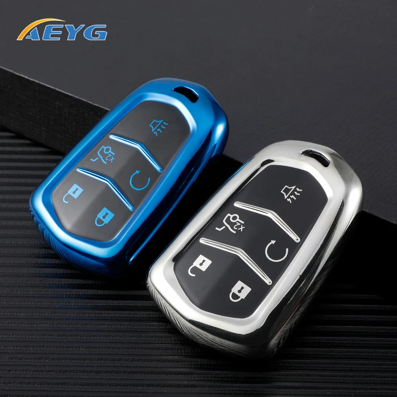 

TPU Car Remote Key Case Cover Shell Fob For For Cadillac ATS-L XTS XT5 CTS CT6 ATS DTS 28T SRX Escalade ESV SRX STS ELR Keychain