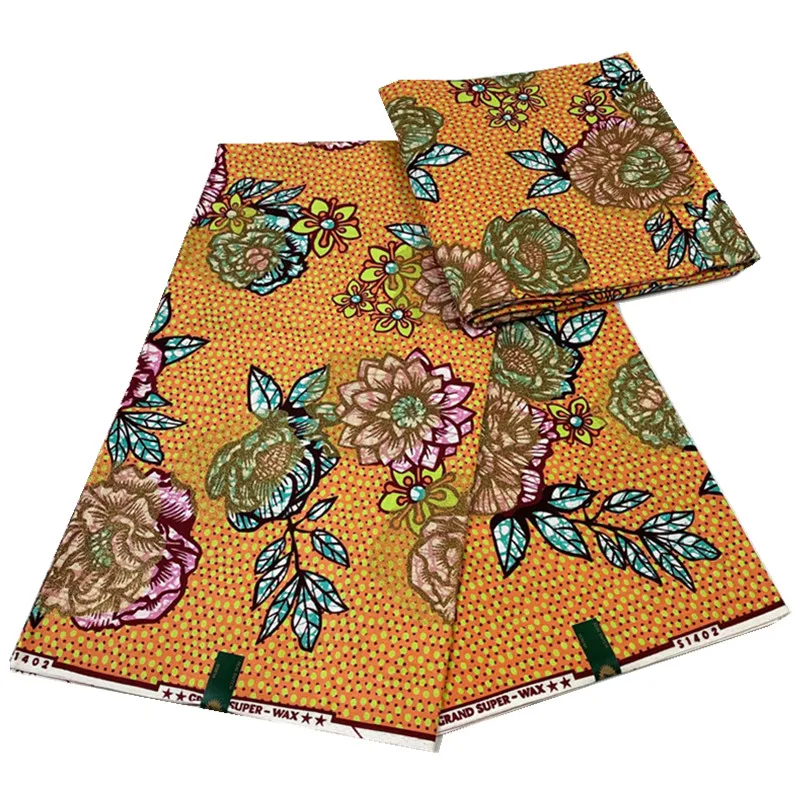 

New Good Quality African Wax Fabric Ankara Grand Glitter Glam Real Batik Dubai Cotton Material Shine Stuff For Sew Uniform 9A040