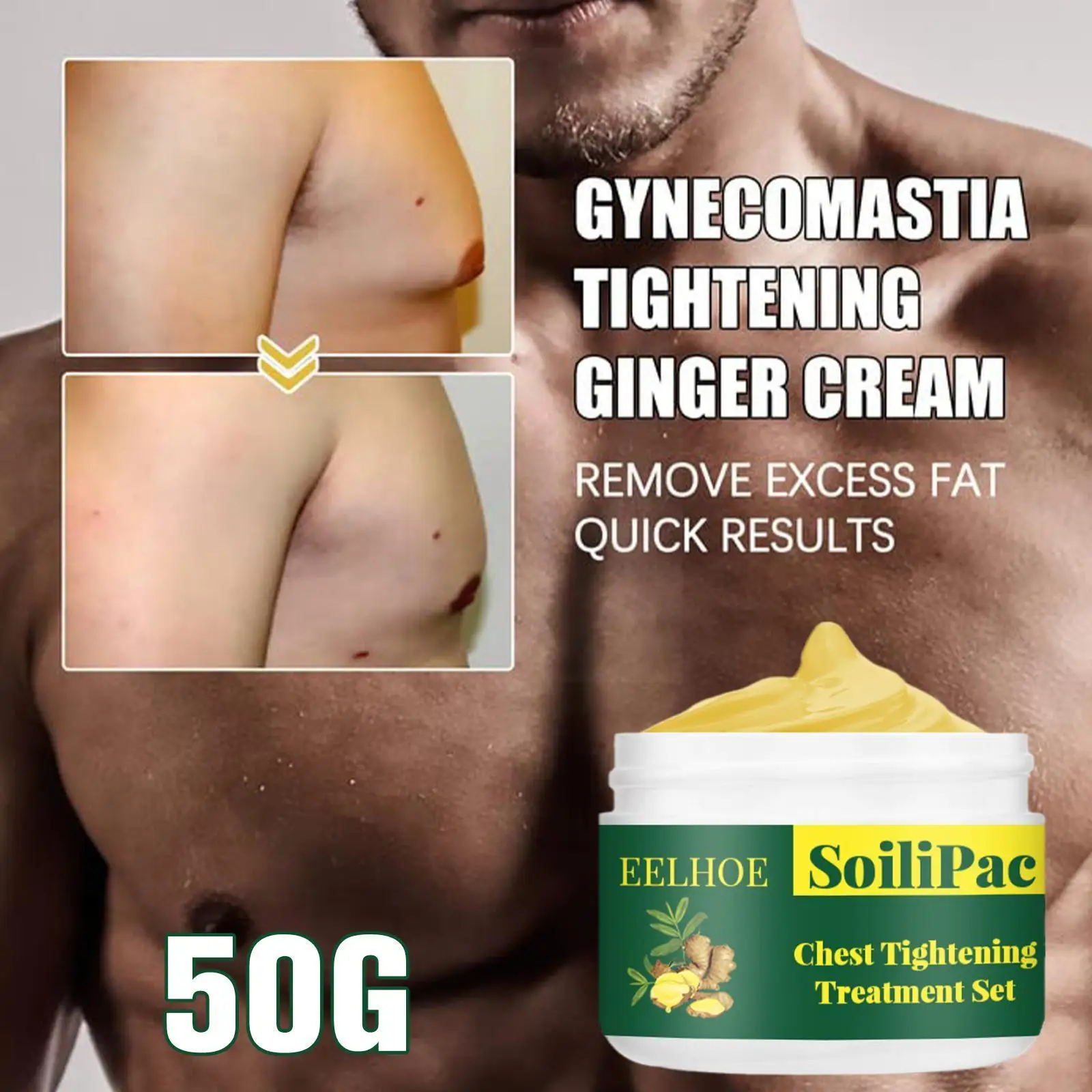 

50g Natural Plant Breast Firming Massage Cream Remove Ginger Cream Effectively Tightening Gynecomastia Shrink Fat Chest Exc J4O4