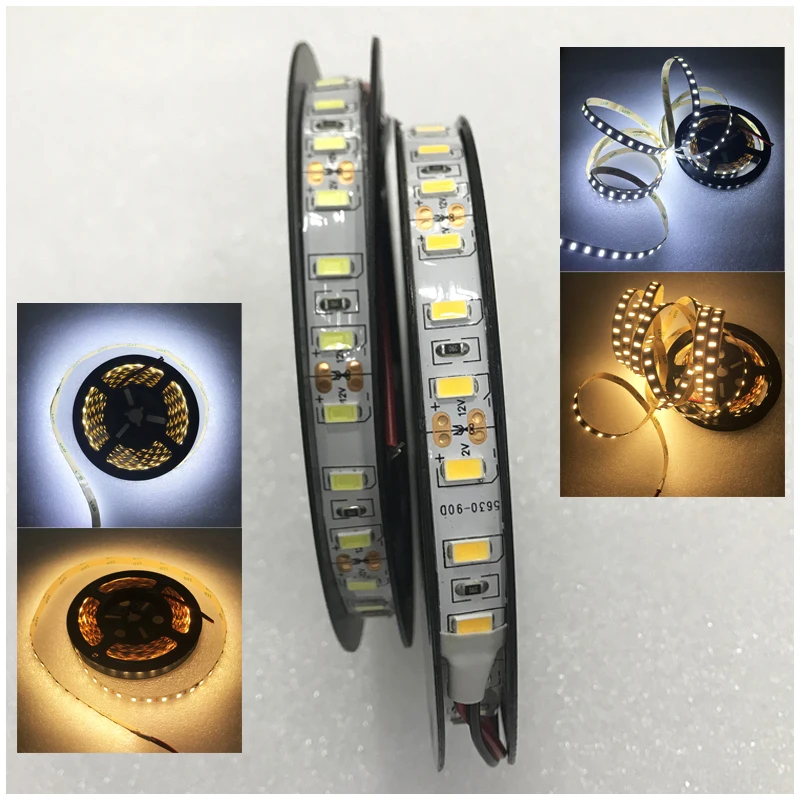 

DC12V Super Bright SMD5630 5730 Nonwaterproof IP20 Flexible Tape Ribbon String Lamp Led Strip Light 90Leds/M Warm White 10MM PCB