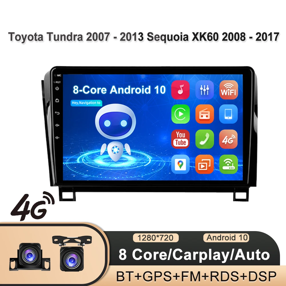 

For Toyota Tundra XK50 2007 - 2013 Sequoia XK60 2008 - 2017 Car Radio Multimedia Video Player Navigation stereo GPS Android 10