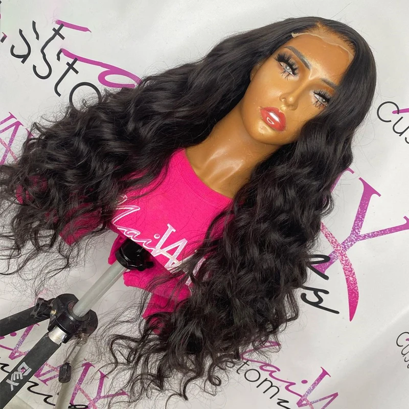 

26Inch 180%Density Long Natural Wave Synthetic Lace Front Wig For Women With Baby Hair Heat Resistant Fiber Hair Daily Wear Wig