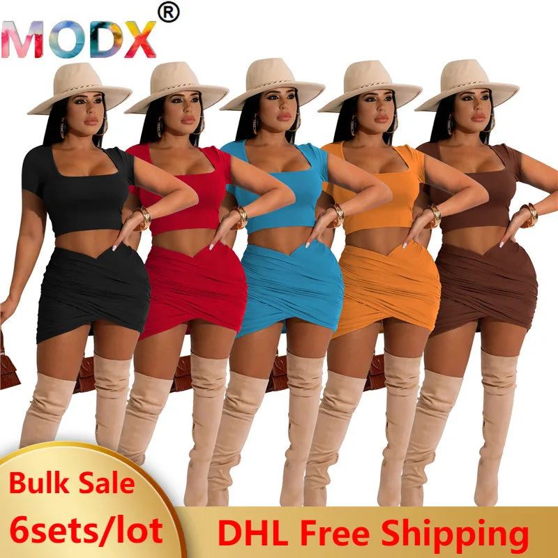 

Женский комплект из 2 предметов, соблазнительный летний костюм с юбкой и коротким рукавом, футболка, мини-юбка, пляжная одежда Y2k, Клубная оде...