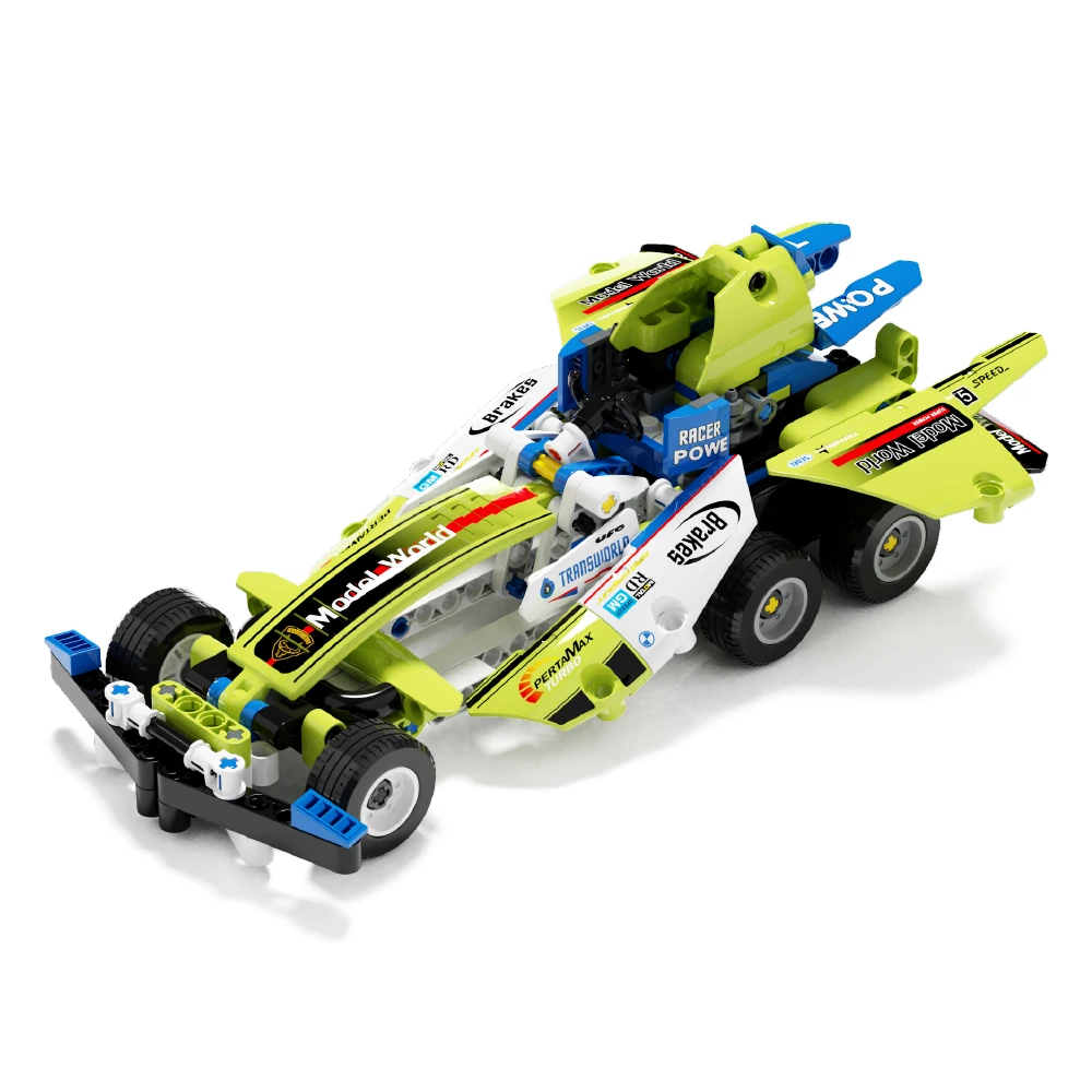 

2in1 Compatible City Formula Racing Car Building Blocks Speed Supercar Pull Back Vehicle Bricks Toys for Kids Gifts