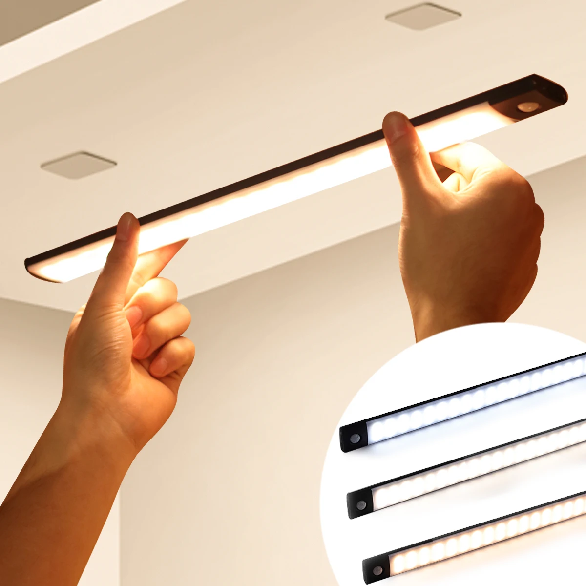 Светодиодный ночсветильник под шкаф светильник датчиком движения, освесветильник для спальни, кухни, подсветсветильник для лестницы