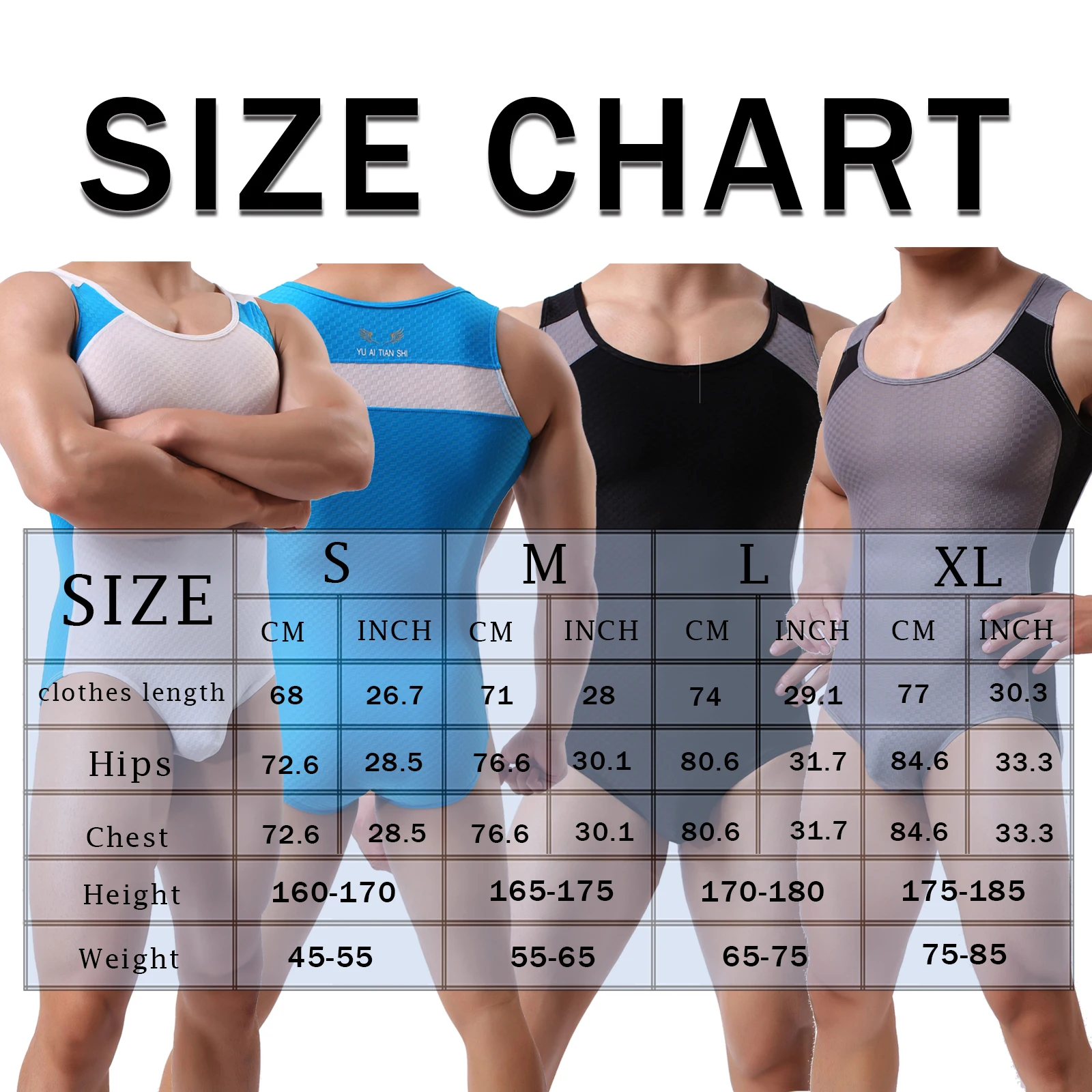 YUFEIDA Sexy Mens Tank Top Undershirts Leotard Bodysuit Slimming Body Shaper Shapewear Wrestling Singlet U Convex Pouch Jumpsuit