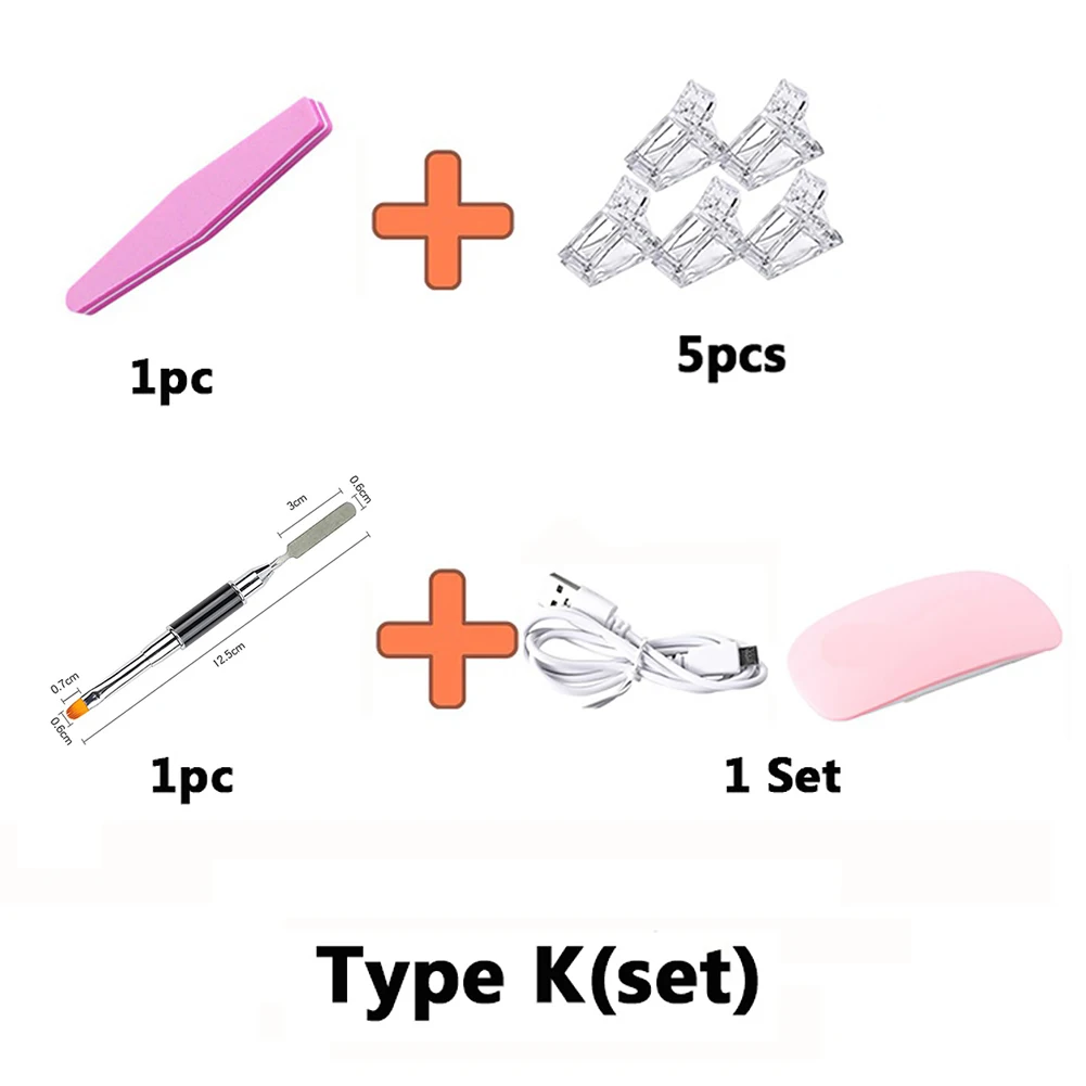 

Builder Nail Art Set Portable Brush Finger Manicure Extension Forms Salon UV LED Mini Phototherapy Lamp Tips Clips Home DIY Tool