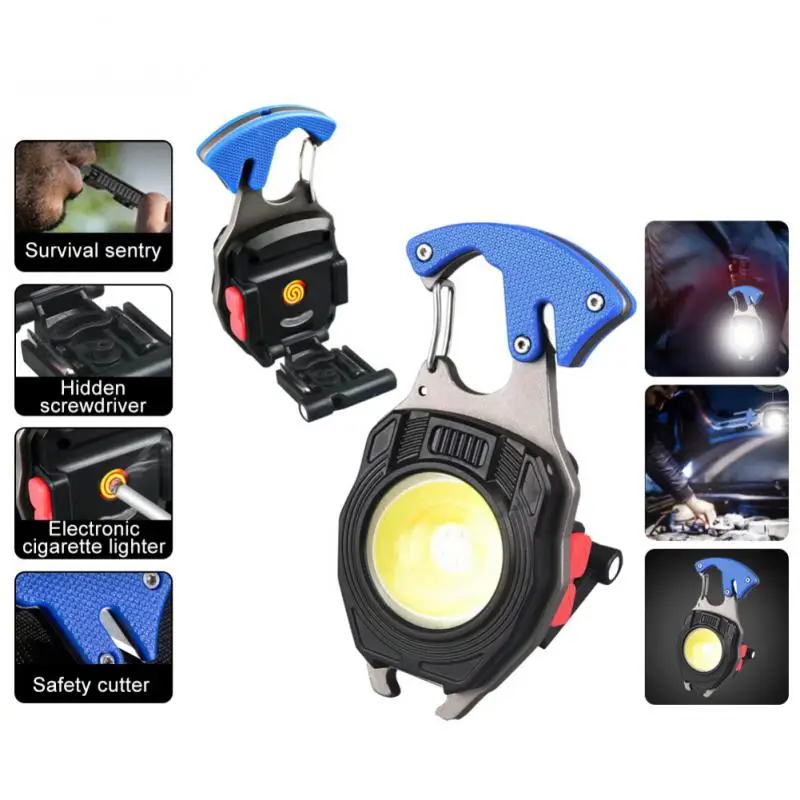 

Flashlight Multi-function Keychain Bright Magnetic Work Light Emergency Screwdriver Knife Waterproof Camping Tent Fishing Lamp