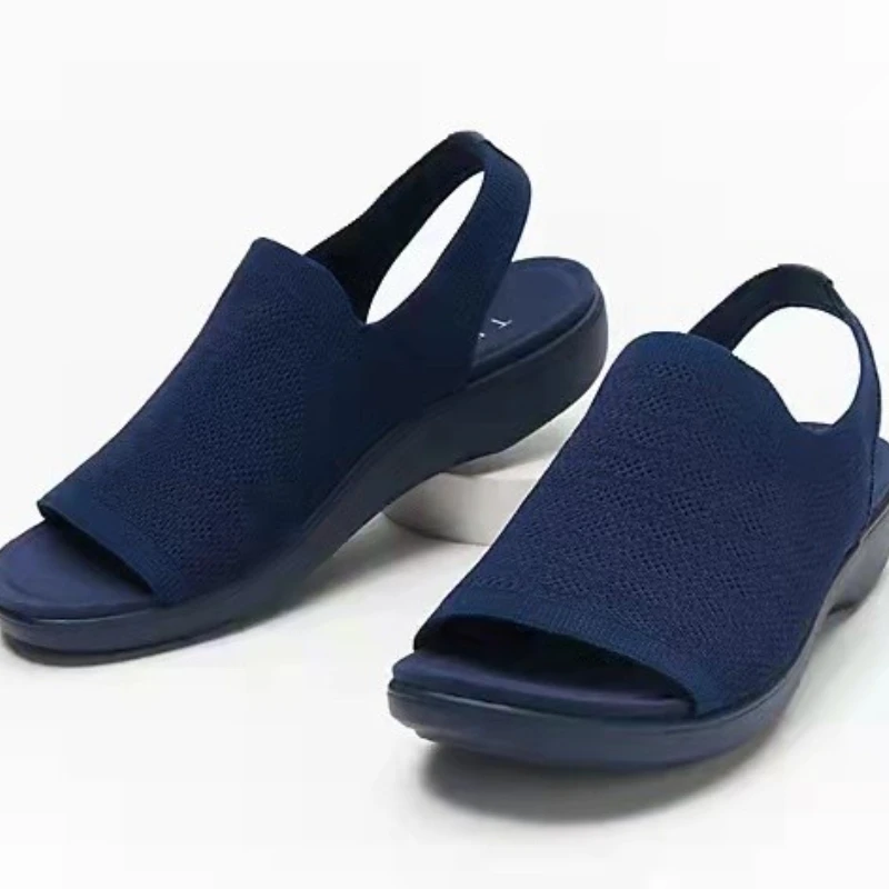 

Summer Women Sandals Flat Shoes Ladies Beach Shoes Slipper Outdoor Fashion Knitting Casual Soft Sole Sandals Large Size 35~43