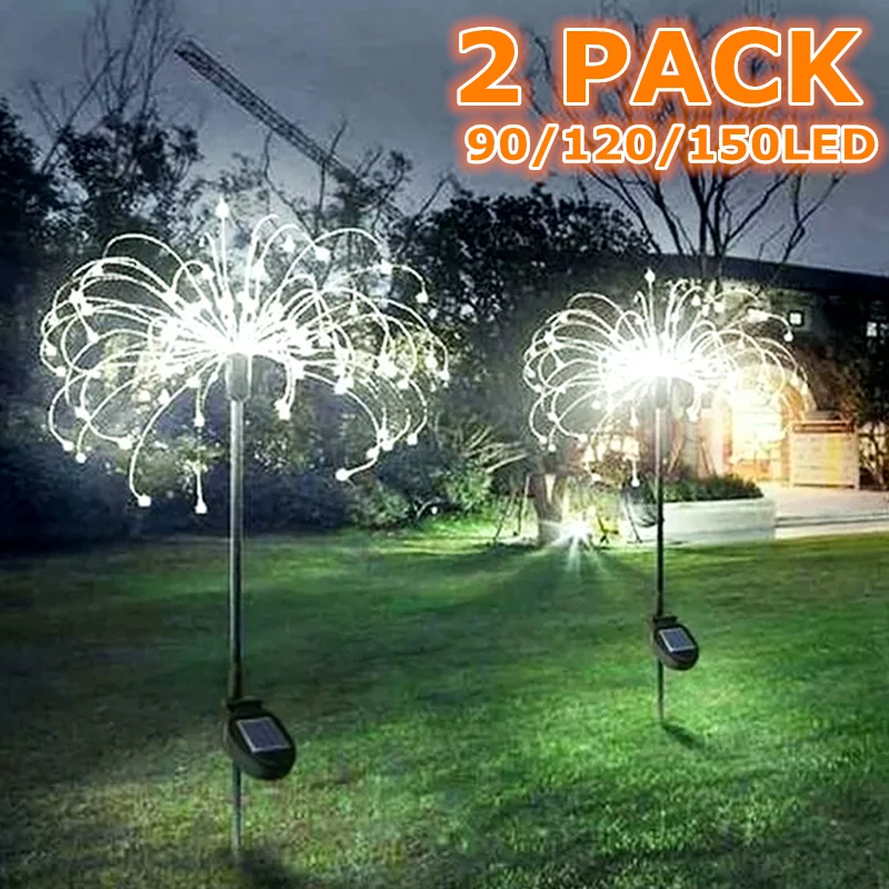 

Светодиодные фейерверки на солнечной батарее, уличные фонари для украшения сада, газона, дорожек, лампа для внутреннего двора, сада, новогод...