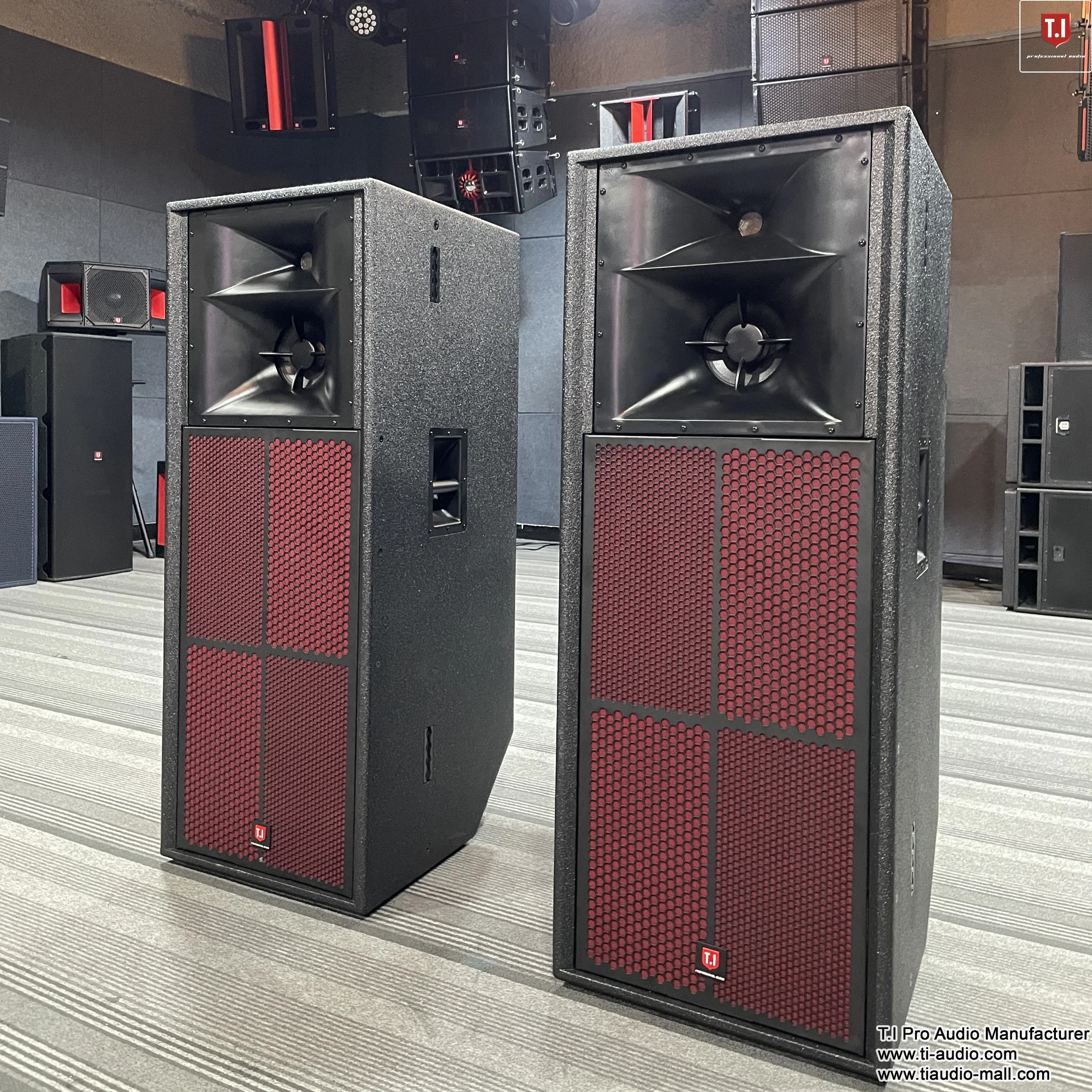 Фото Профессиональные акустические системы T.I Pro Audio: Трехполосные полнодиапазонные колонки для уличных сцен и звуковых систем №3