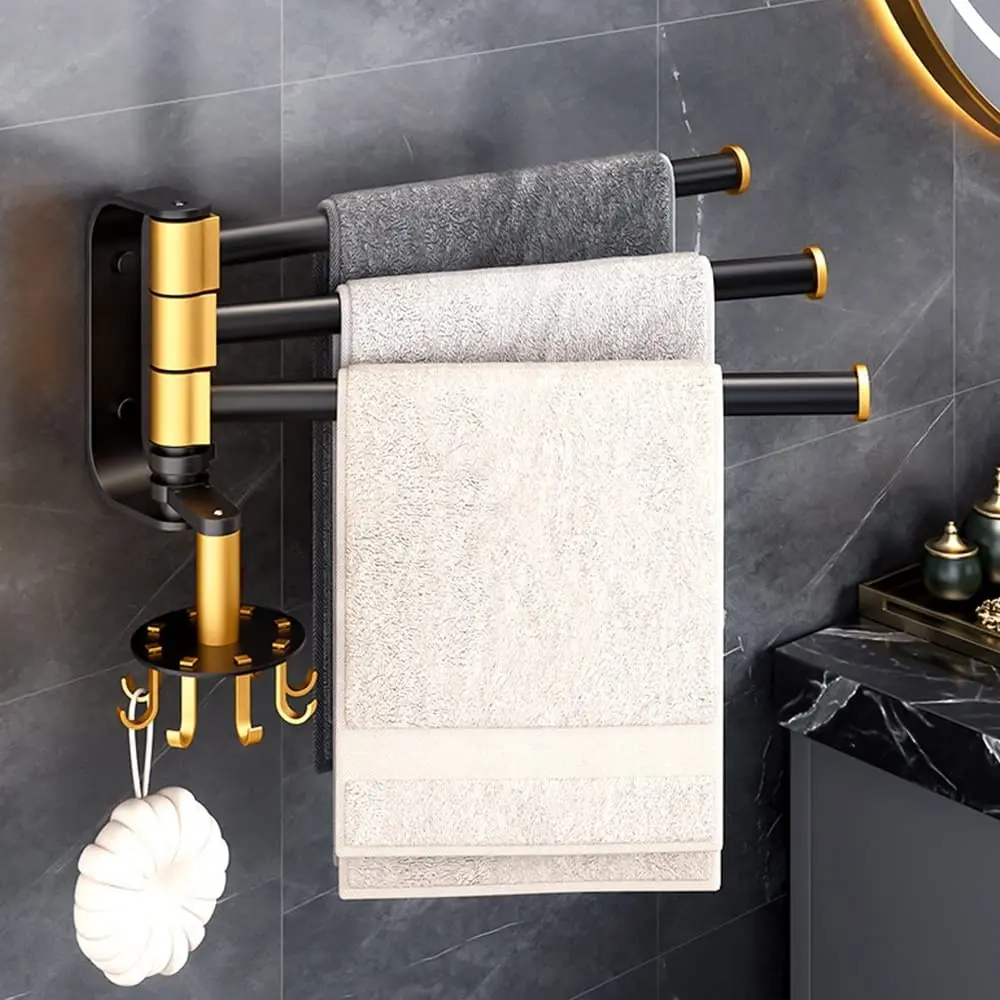 

Вешалка для полотенец для ванной комнаты, полка для ванной комнаты, вращающийся держатель для полотенец без перфорации, Домашний Органайзе...