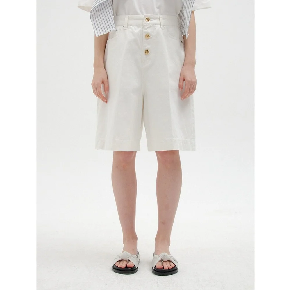 

Cotton Shorts 2022 Summer New White Shorts For Women High Waist Five-point Pants Loose Pockets Pants