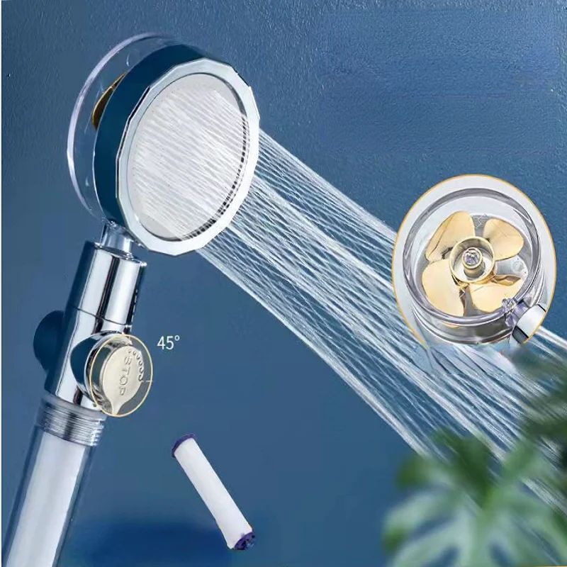 

Насадка для душа с пропеллером, вращающаяся на 360 градусов, с небольшим вентилятором