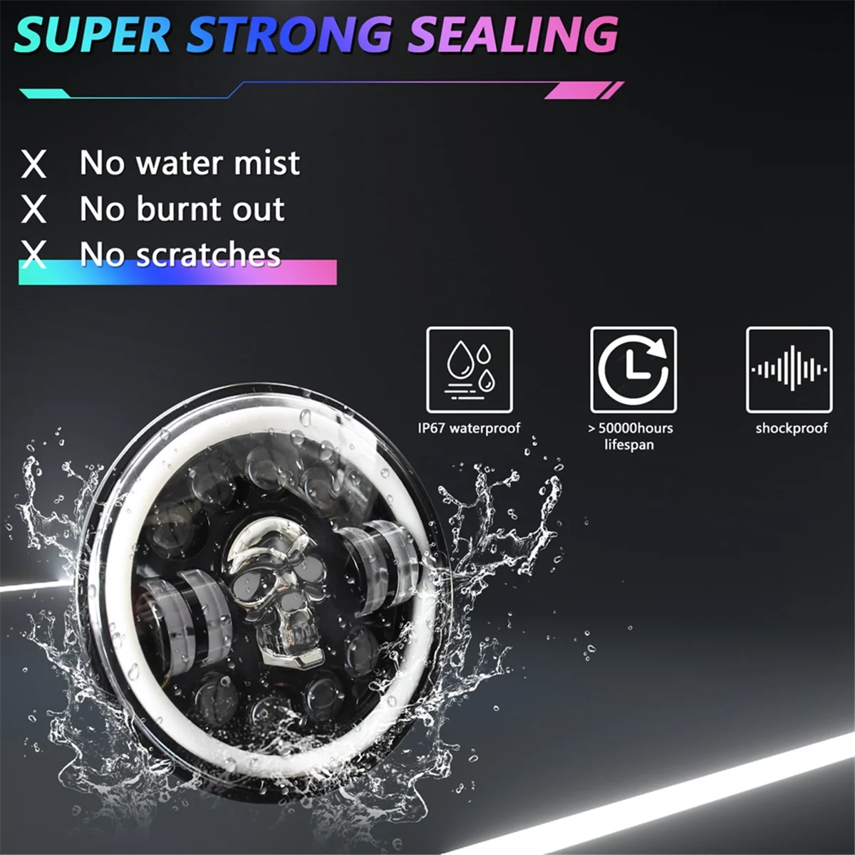 Круглые Фонари с черепом задние фонари диагональю 7 дюймов для внедорожника