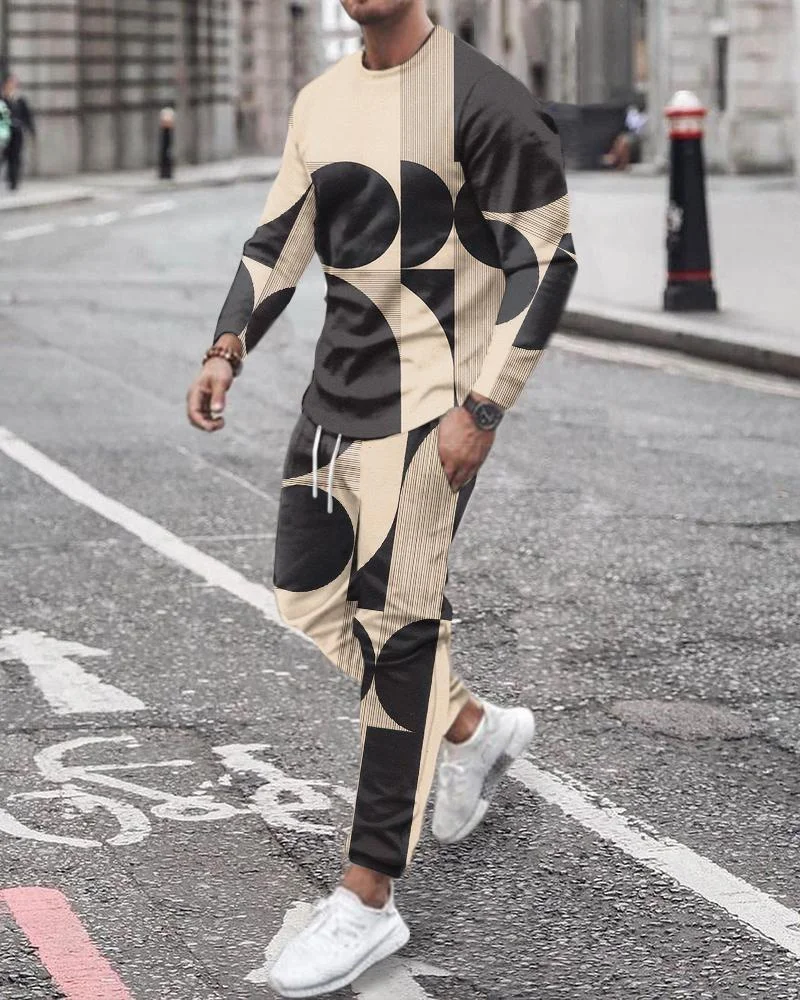 

2022 Men's Set The pattern Autumn and Winter 3D Printed Long Sleeve Suit Men's Sportswear Sportswear Long Sleeve Men's