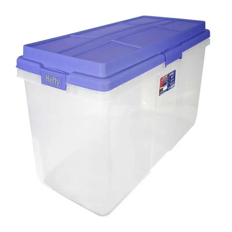 

Qt. Clear Plastic Storage Bin with Blue Hi-Rise Lid Makeup holder Fruit storage Sunglass organizer Shoes storage Wall storage St