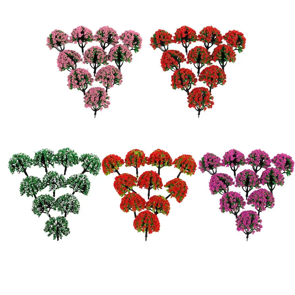 

10pcs 1/200 Train Railroad Scene Scenery Landscape Model Trees Scale with Flowers Model Building Kits