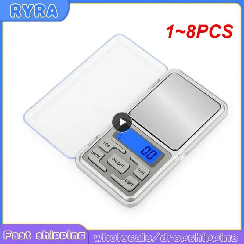 

Электронные мини-весы из нержавеющей стали для ювелирных изделий, цифровой карманный безмен с измерением в граммах золота, портативные карманные весы, 1 ~ 8 шт.