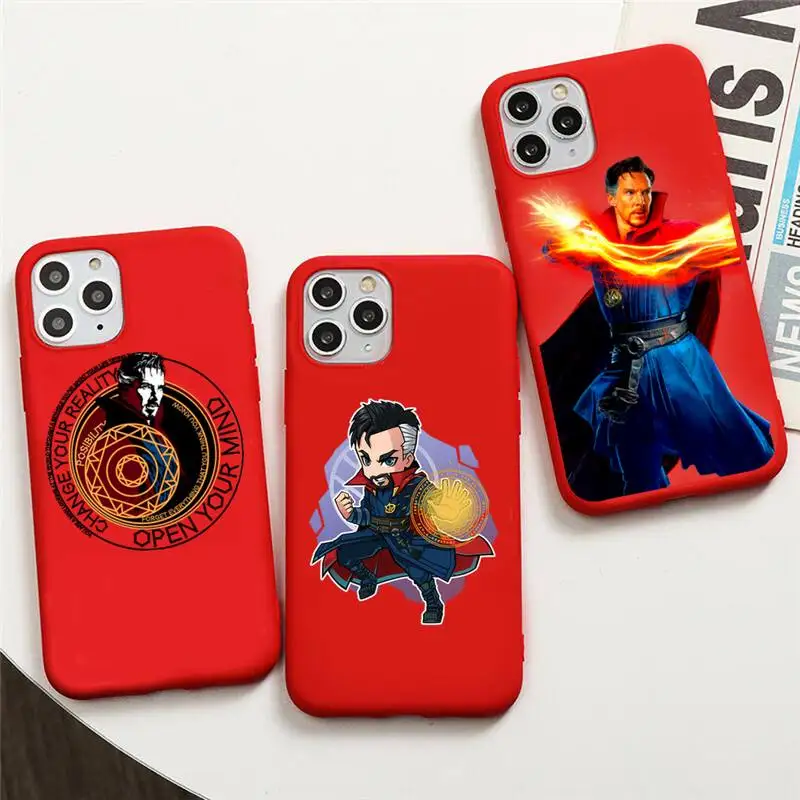 

Marvel Heroes Doctor Strange Phone Case For iphone 13 12 11 Pro Max Mini XS 8 7 6 6S Plus X SE 2020 XR Red Cover