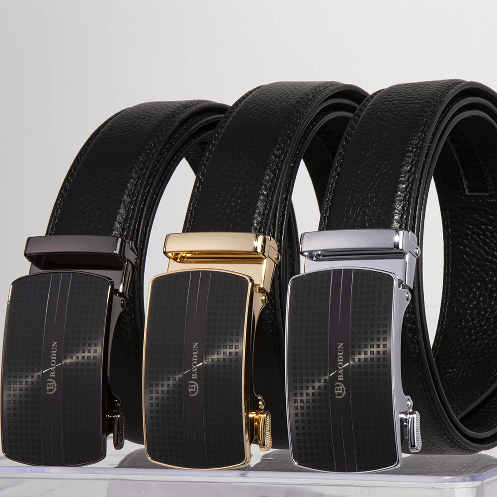 

Mens Business Style Belt Cowhide Leather Strap Male Waistband Automatic Buckle Belts For Men Top Quality Belts For Jeans