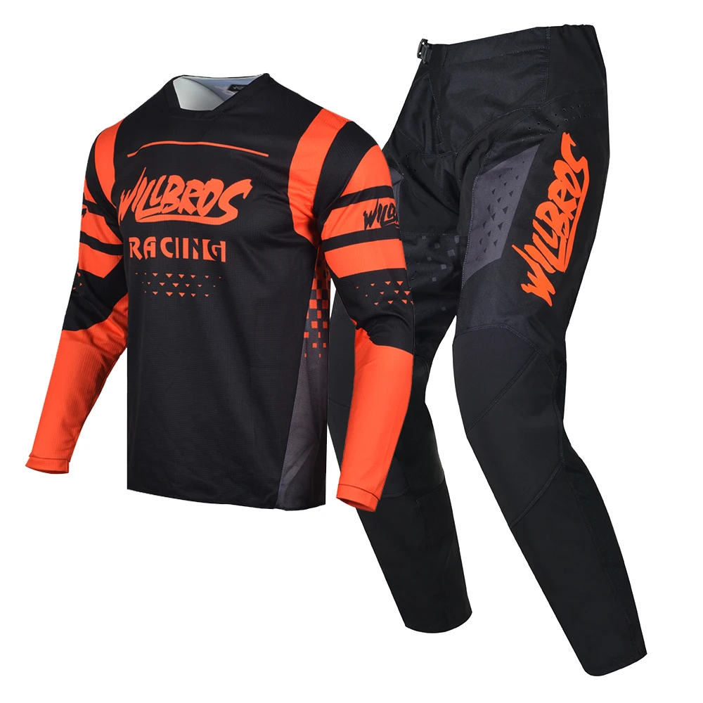

Willbros MX Orange Gear Set Jersey Pants Combo Dirt Bike Offroad Race Suit Motocross Enduro MTB BMX SX DH For Men's Women
