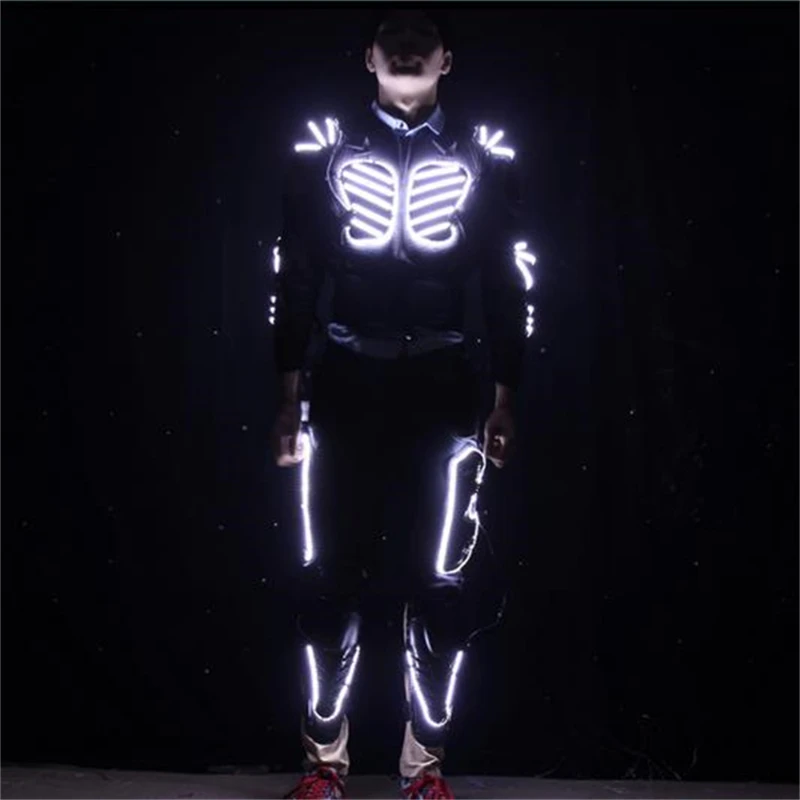 Magicool белого цвета RGB светодиодный костюм робота для выращивания мужчин