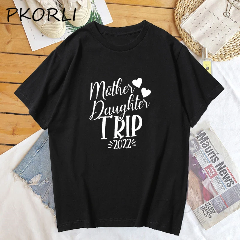 

Mother Daughter Trip T-Shirts Funny 2022 Summer Trip Tee Shirt Mom Family Matching T Shirts Cotton Short Sleeve Vacation Tees