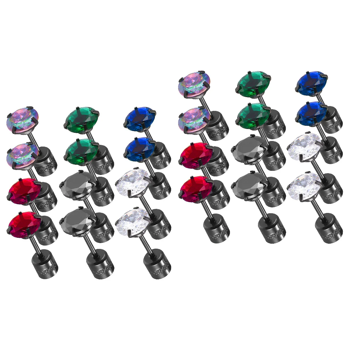 

12 пар, женские серьги-гвоздики из нержавеющей стали