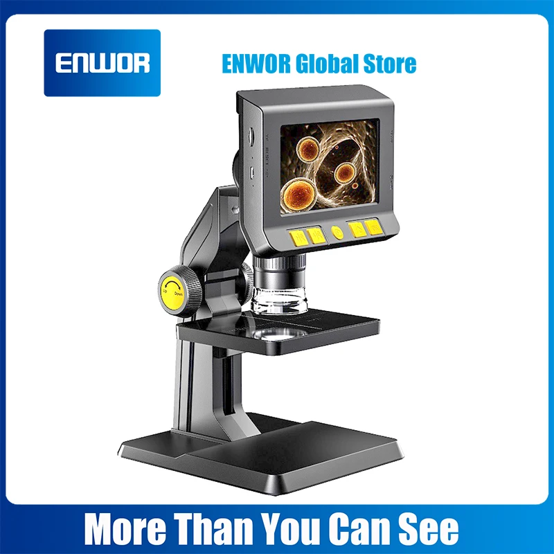 

4.3'' IPS Screen Digital Microscope Camera 1000X Zoom HD1080P Monitor 8 LEDs Portable Electronic Magnifier Liftable Stand P110
