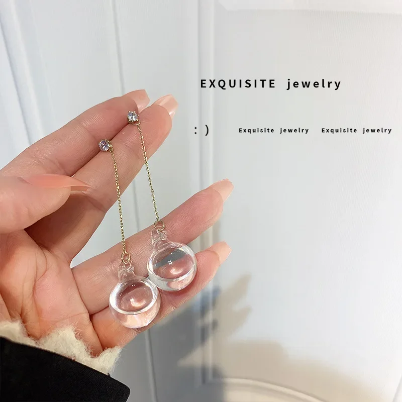 Прозрачные стеклянные бусины длинные круглые подвески серьги солнцезащитные