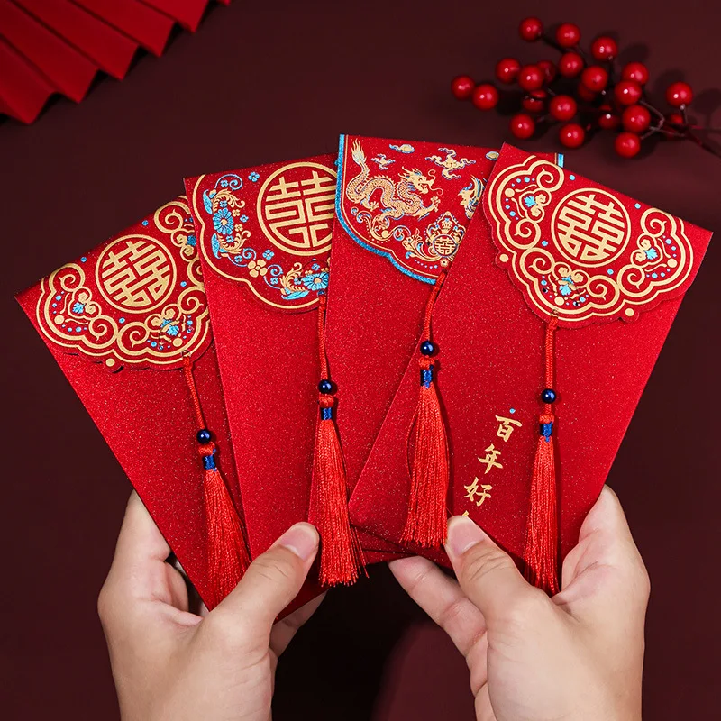 

Money Bag 6/10Pcs Wedding Hongbao Bronzing Red Envelope for New Year Decoration Lucky Red Packets Spring Festival