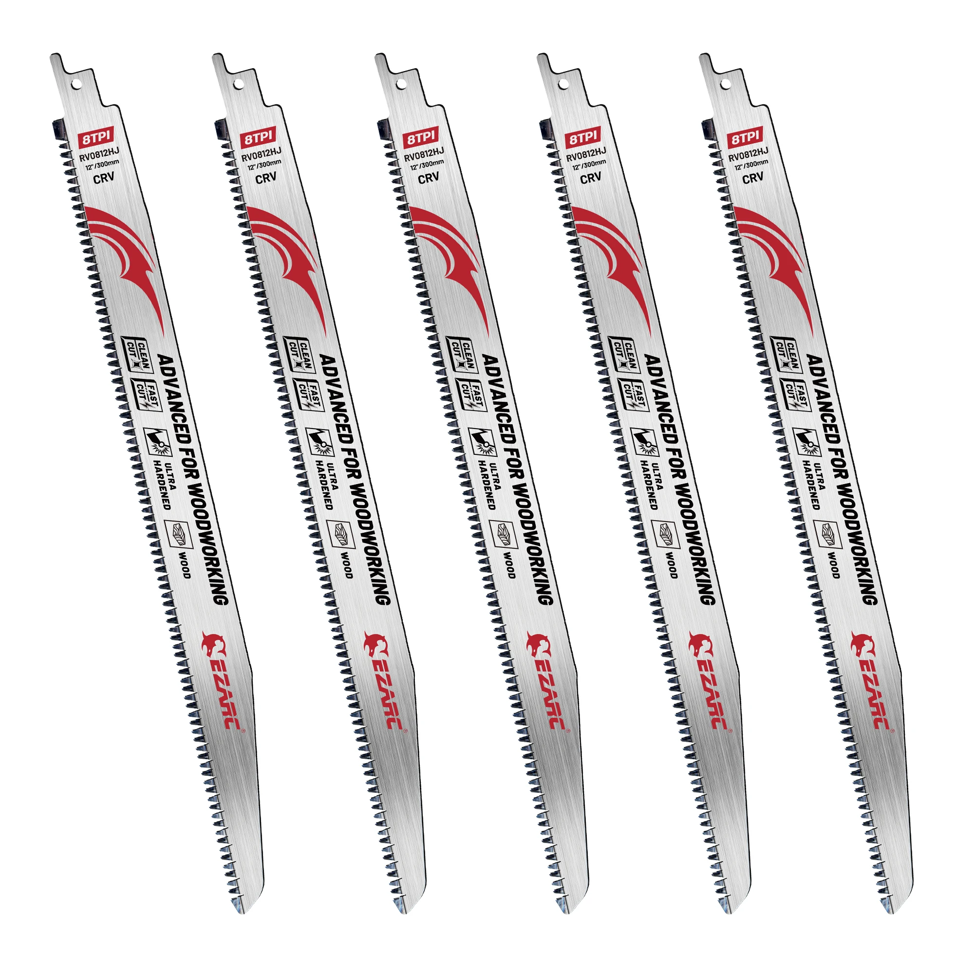 

EZARC Полотна для сабельной пилы 12 дюймов 8 TPI 5 шт.