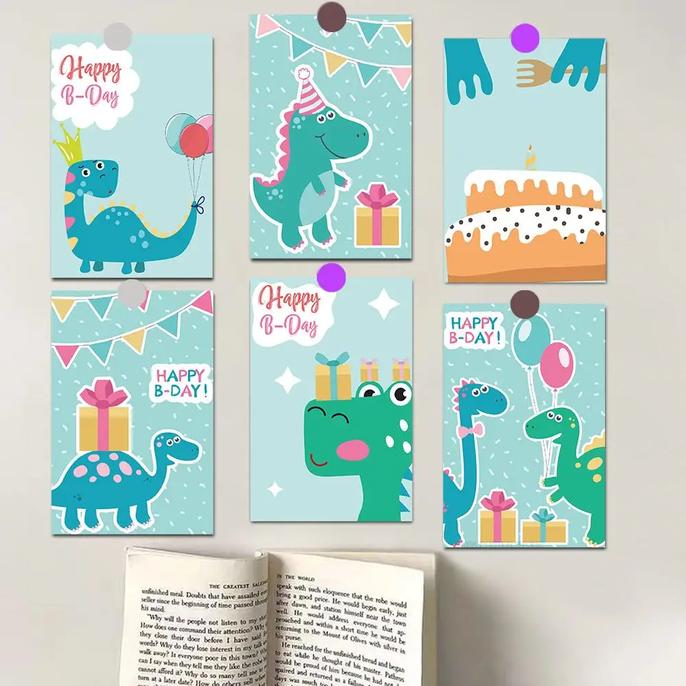 

10PCS Cute Dinosaur Birthday Sticker Cartoon for Bar Door Postcard Cards Photo Cafe Wall Stickers Decor Decorative Butterflies