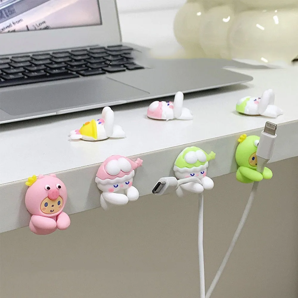 

2pcs Cute Cartoon Cable Organizer Cute USB Charger Data Line Wire Wall Hooks Cable Holder Earphone Cable Winder Desk Organizer