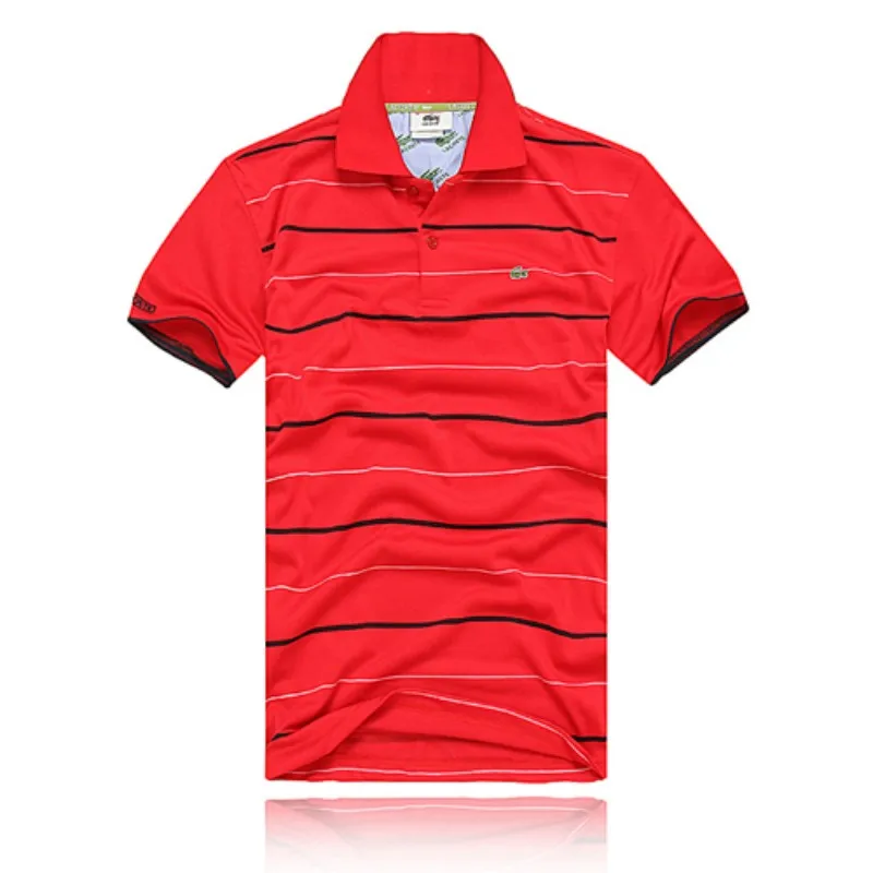 men fashion sport cotton polo tee shirts short sleeve stripe design T-shirt golf wear male tops