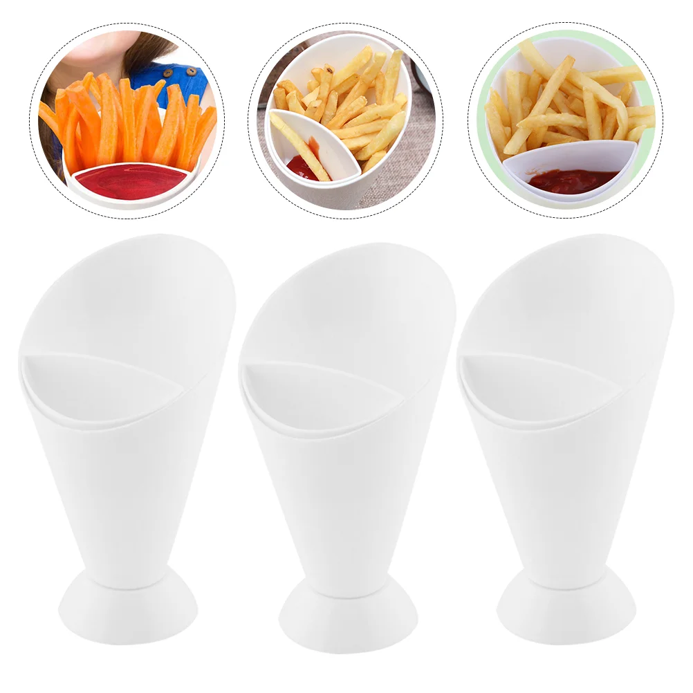 

6 Pcs French Fries Salad Cup Fry Cone Dip Restaurant Bowl Home White Sauce Dessert Tray PP Western Dipping Snack