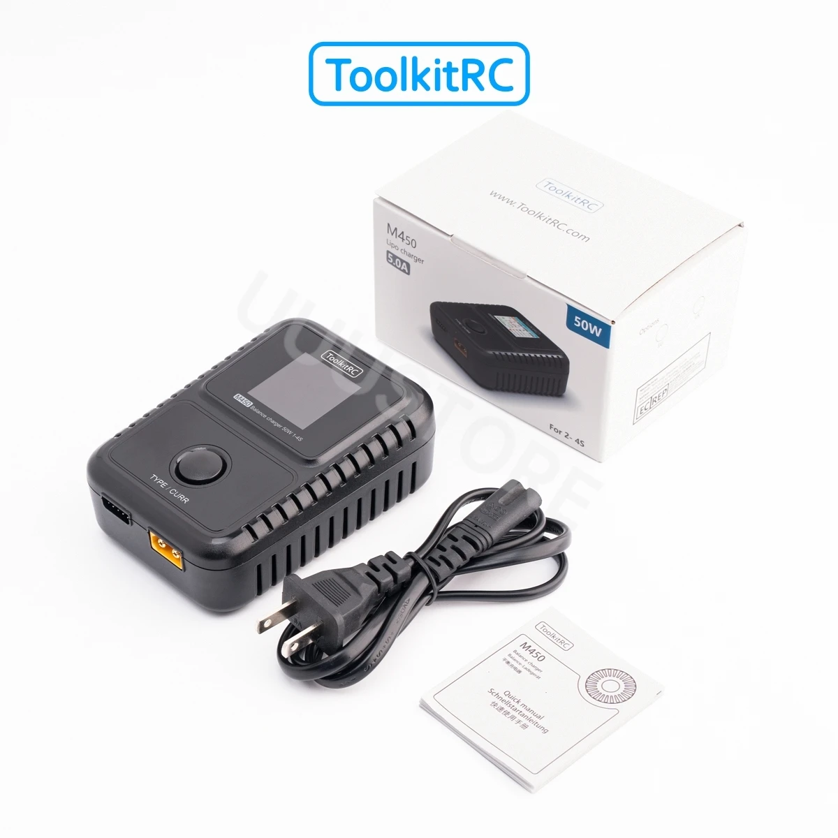 Toolkitrc M450 50 Вт 2 ~ 4S LiPo LiHV LiFe Балансное зарядное устройство с цветным дисплеем