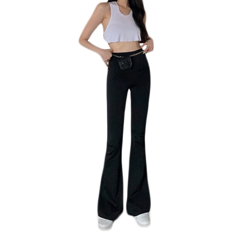 

Women High Waist Wide Leg Palazzo Lounge Pants Black Bell Bottoms Trousers