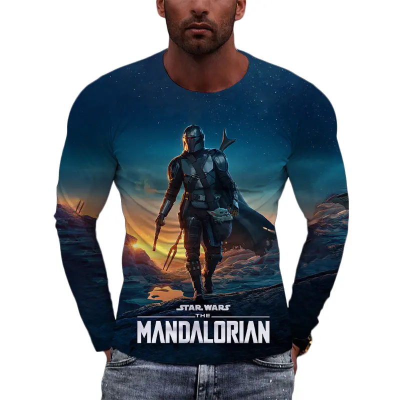 

Long Sleeve T Shirt For Male Star Wars The Mandalorian 3D Print Cool Men Oversized T-shirt Spring Summer Women Clothing Tops