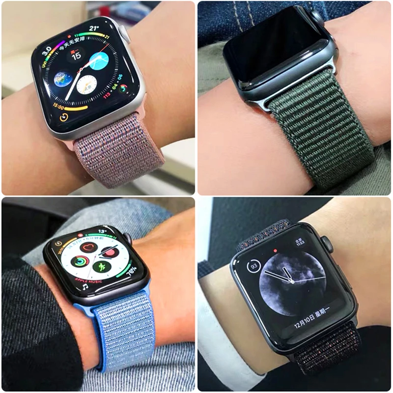 Нейлоновый ремешок для apple watch 44 мм 40 мм 45 мм 41 мм 38 мм 42 мм, браслет для nike correa de Nylon, для iwatch Series 7 se 6 5 4 3 2 (art.: 3920bde008595) - 3920bde008595