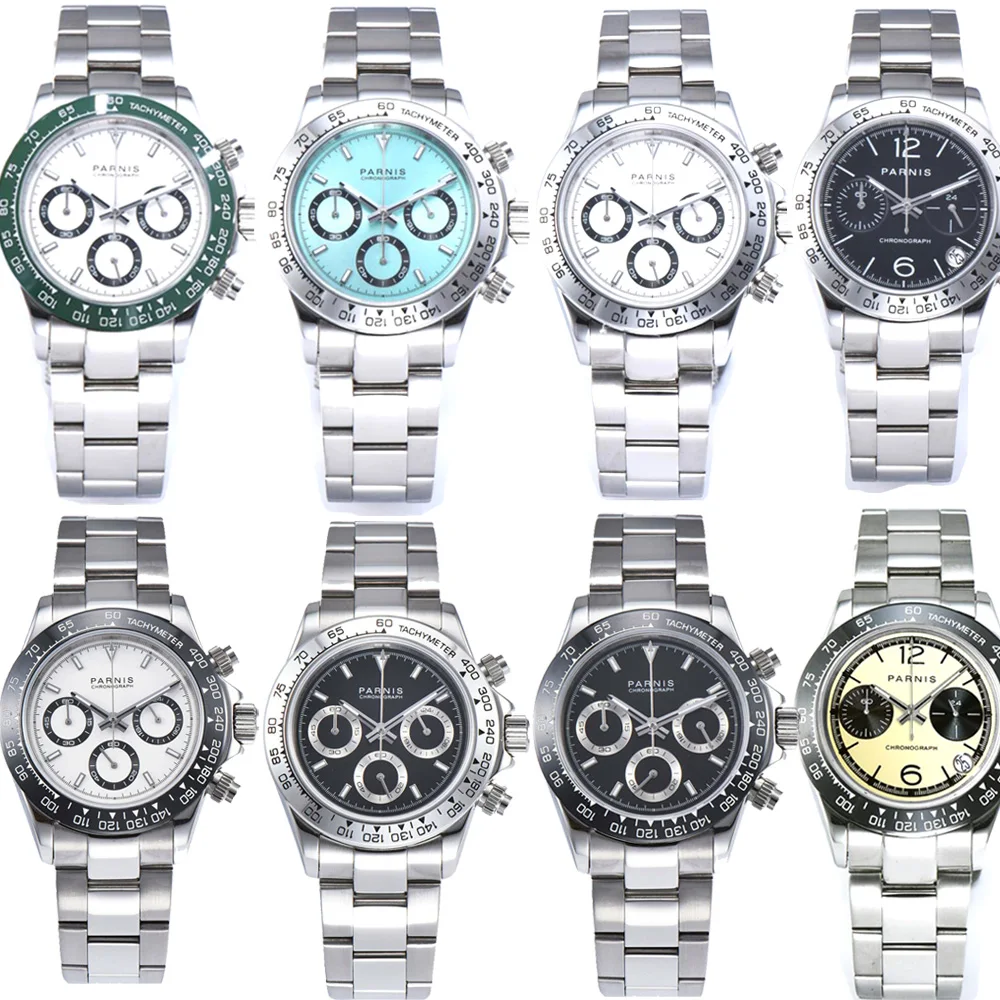 Скидка Мужские кварцевые часы с хронографом, из нержавеющей стали, 39 мм